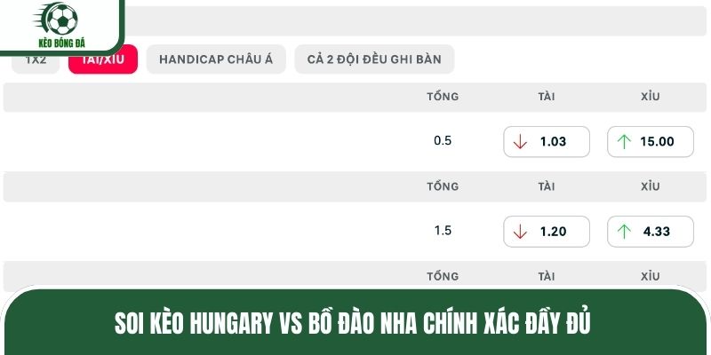 Soi kèo Hungary vs Bồ Đào Nha chính xác đầy đủ